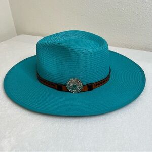 Dallas Cowboy Turquoise Blue Wide Brim Hat Size Medium